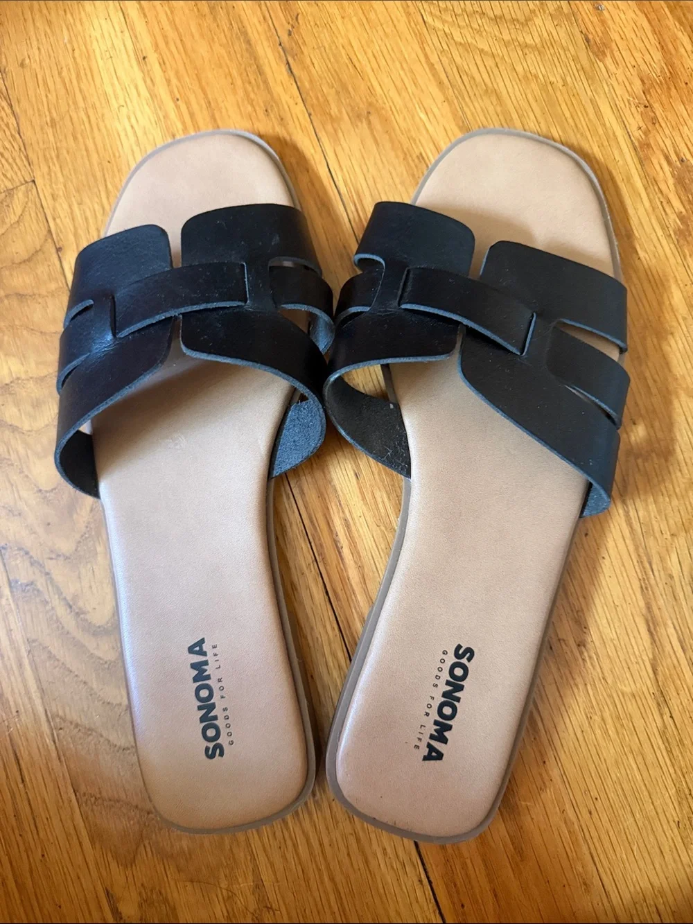 SONOMA Black Slide Sandals with Interwoven Straps